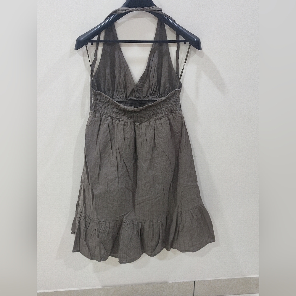 Summer dress dark olive green - Picture 4 of 5